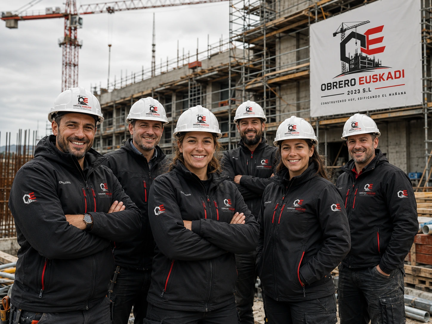 Equipo técnico de Obrero Euskadi en obra