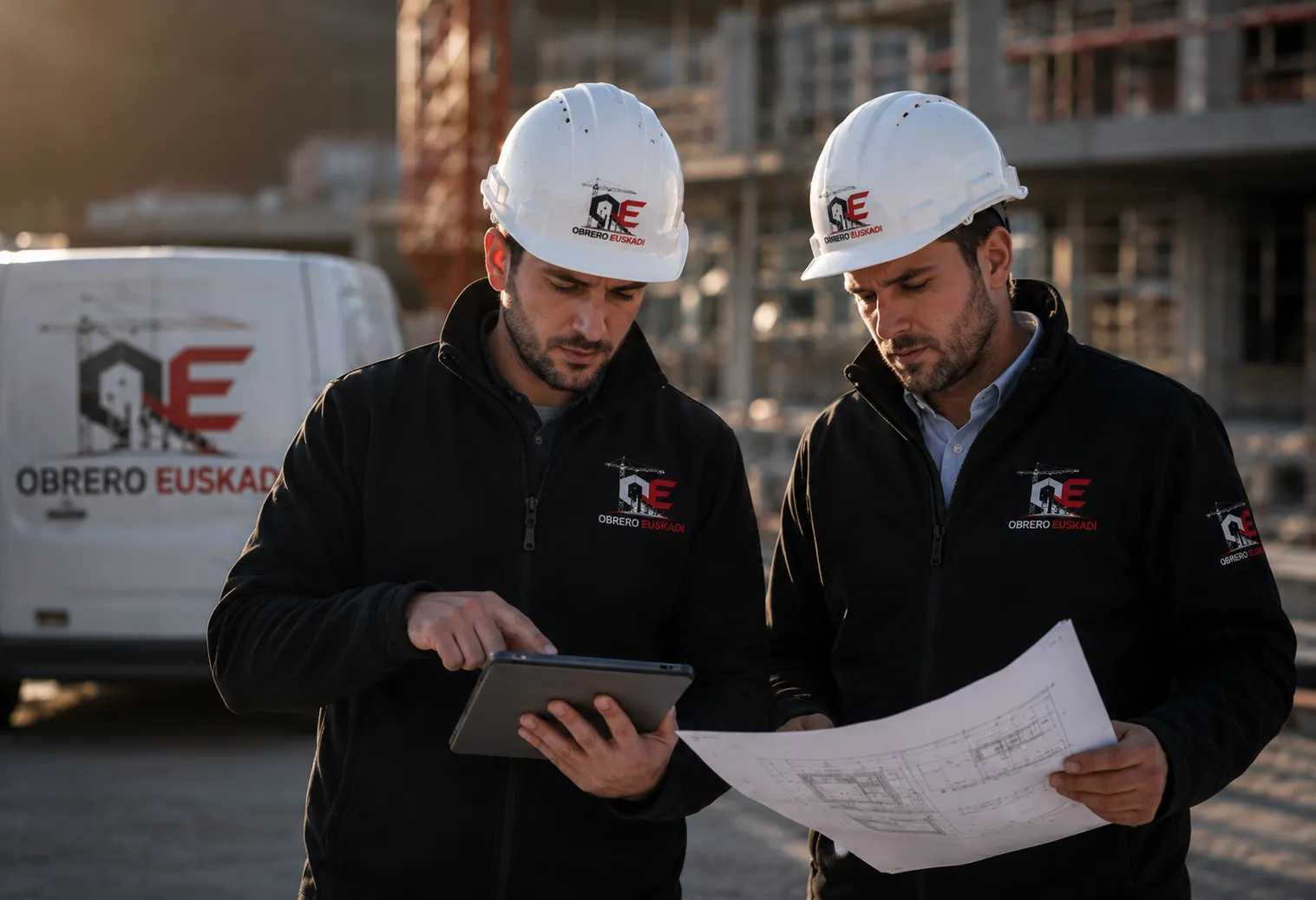 Ingenieros revisando planos comerciales