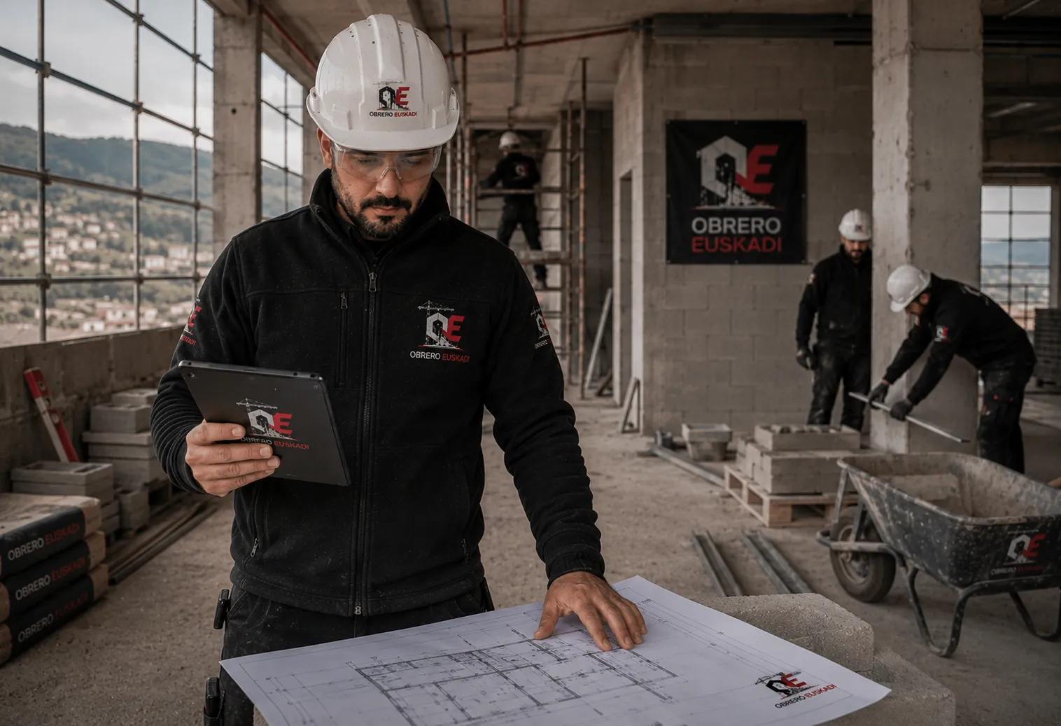 Supervisión de trabajadores en obra